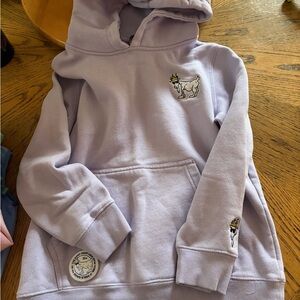 Lavender Kids Hoodie with Embroidered Animal Design